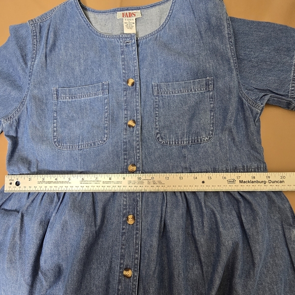 NWOT Vtg 90's Denim Maxi Dress Sz L Button Up Cotton Pockets Cottagecore Western - Picture 11 of 12